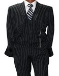 Mens Black and White Striped Suit