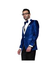 Mens Navy Blue And White Tuxedos