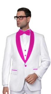 Mens White And Pink Tuxedos